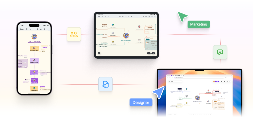 Real-time teamwork from any device with Xmind