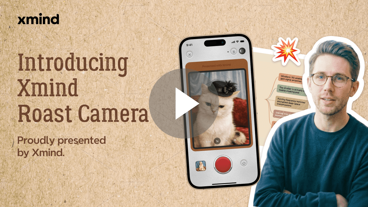 Xmind Roast Camera feature video cover with phone and presenter