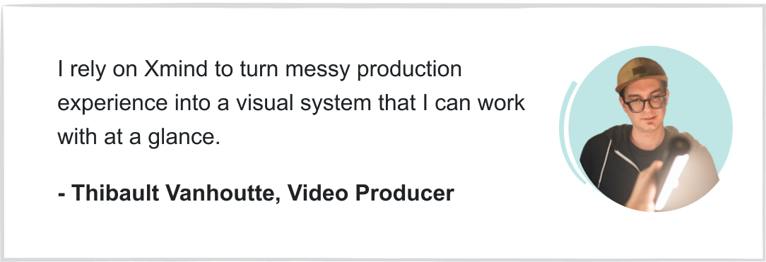 Xmind helps me to turn chaotic production experience into a structured visual system, so I can refine my workflows at a glance.